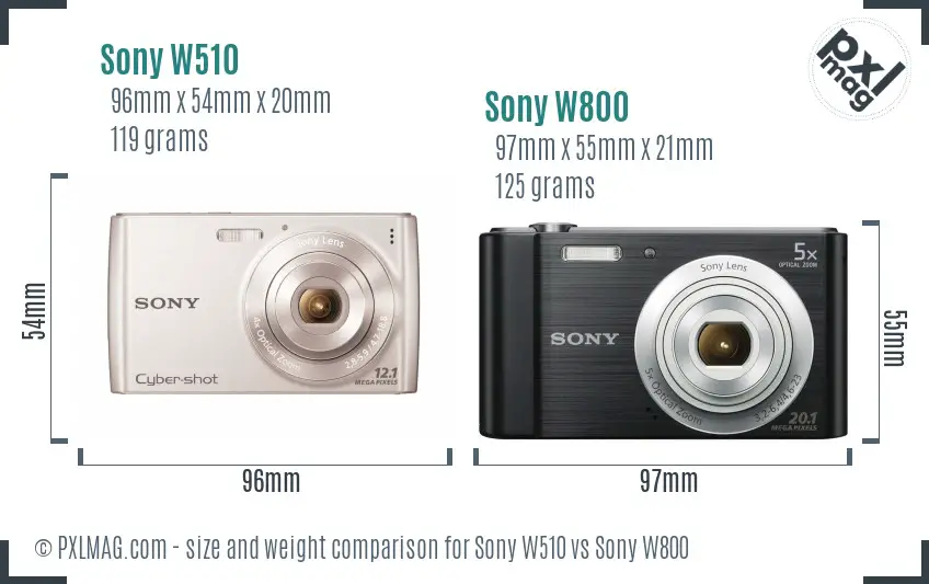 Sony W510 vs Sony W800 size comparison