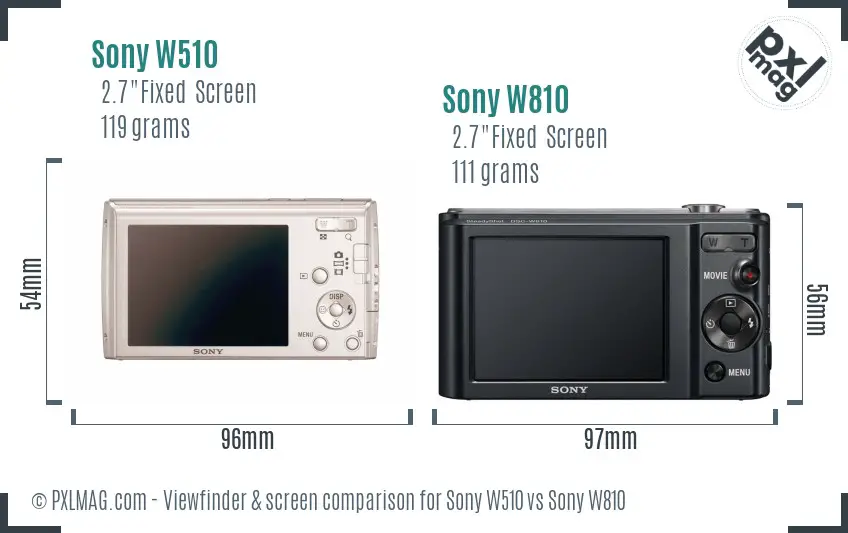 Sony W510 vs Sony W810 Screen and Viewfinder comparison