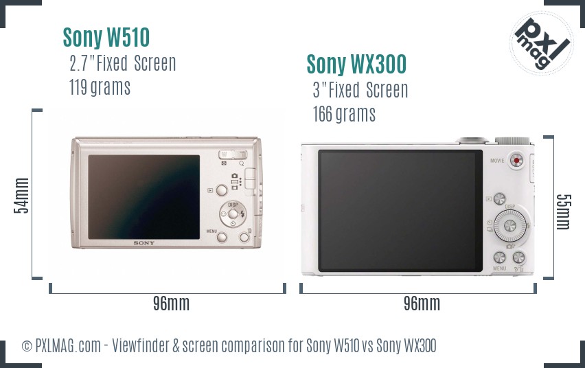 Sony W510 vs Sony WX300 Screen and Viewfinder comparison