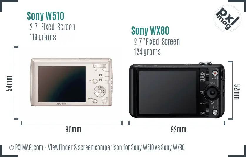 Sony W510 vs Sony WX80 Screen and Viewfinder comparison