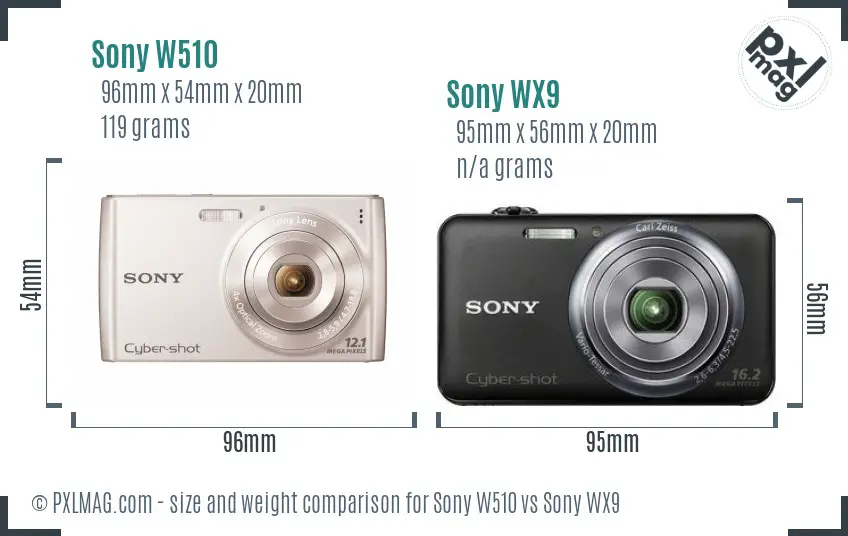 Sony W510 vs Sony WX9 size comparison