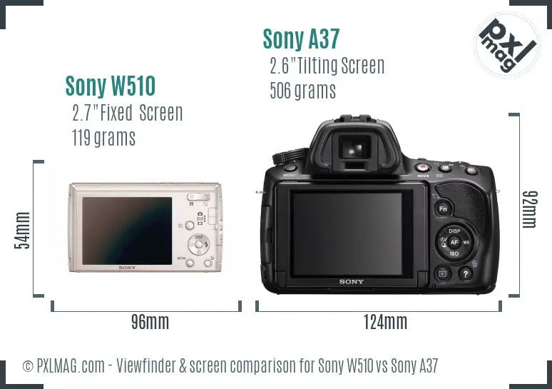 Sony W510 vs Sony A37 Screen and Viewfinder comparison