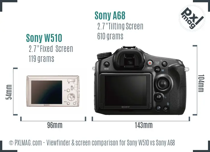 Sony W510 vs Sony A68 Screen and Viewfinder comparison