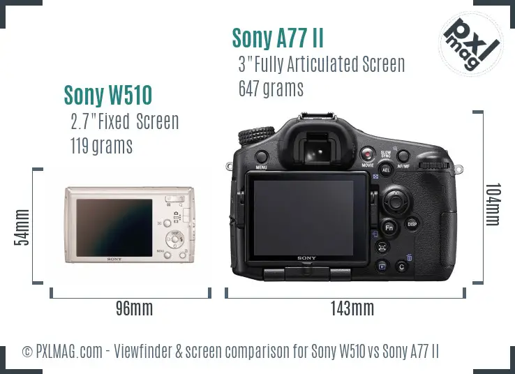 Sony W510 vs Sony A77 II Screen and Viewfinder comparison