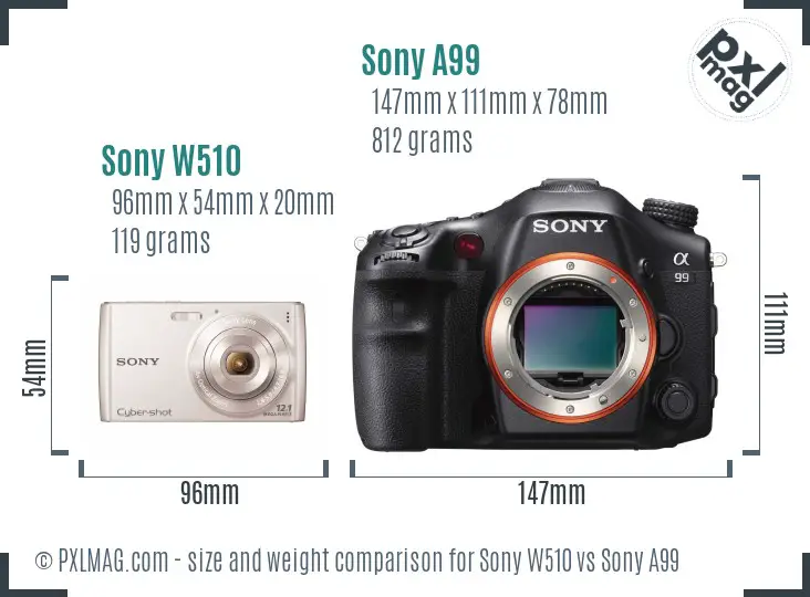 Sony W510 vs Sony A99 size comparison