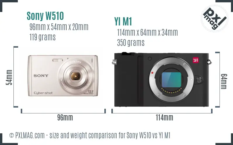 Sony W510 vs YI M1 size comparison