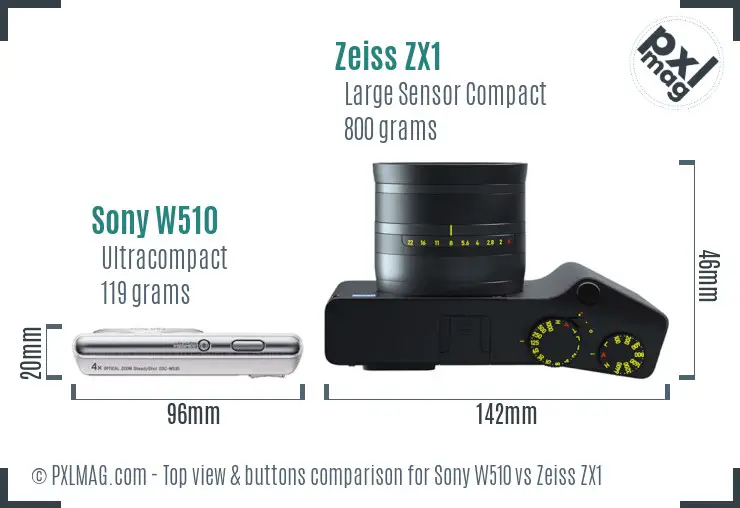 Sony W510 vs Zeiss ZX1 top view buttons comparison