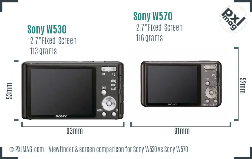 Sony W530 vs Sony W570 Screen and Viewfinder comparison