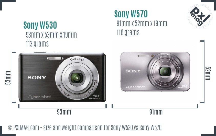 Sony W530 vs Sony W570 size comparison