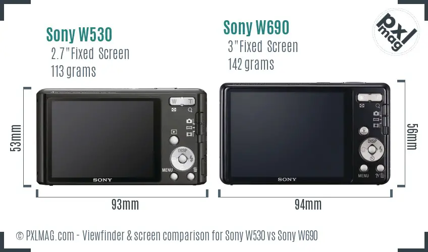 Sony W530 vs Sony W690 Screen and Viewfinder comparison