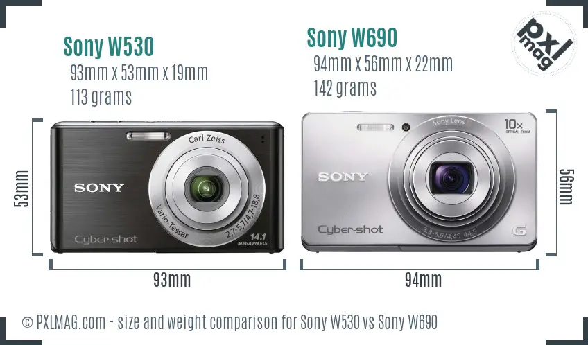 Sony W530 vs Sony W690 size comparison