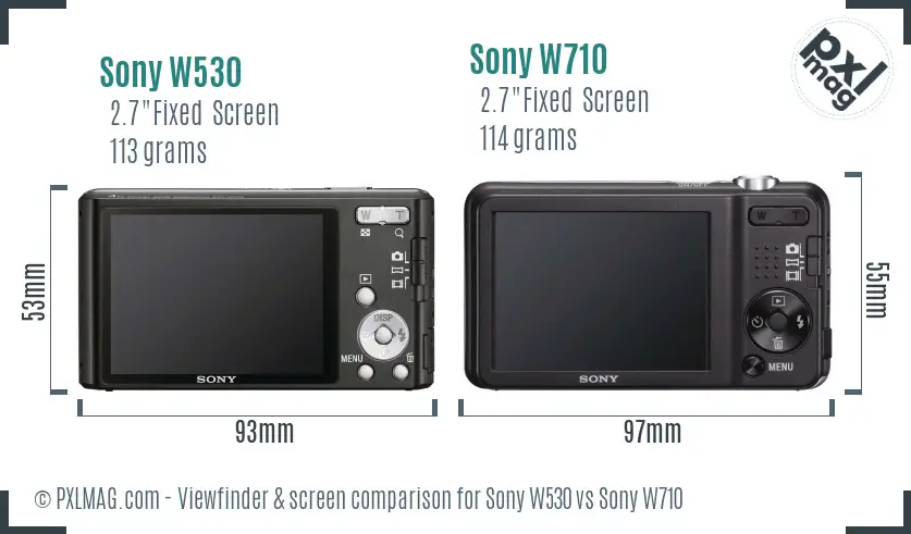 Sony W530 vs Sony W710 Screen and Viewfinder comparison