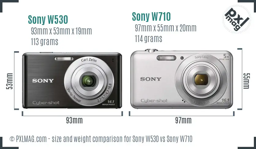 Sony W530 vs Sony W710 size comparison