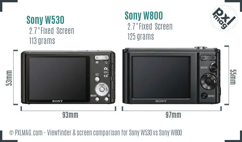 Sony W530 vs Sony W800 Screen and Viewfinder comparison