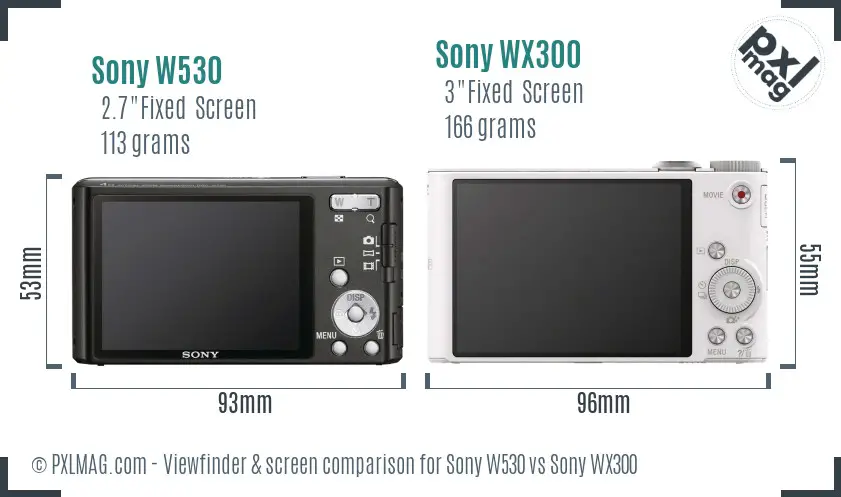 Sony W530 vs Sony WX300 Screen and Viewfinder comparison