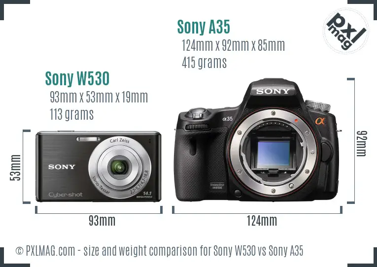Sony W530 vs Sony A35 size comparison