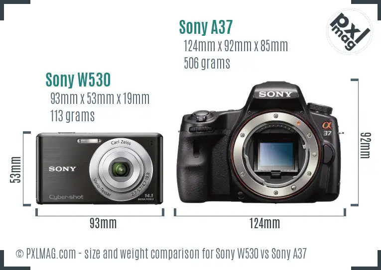 Sony W530 vs Sony A37 size comparison
