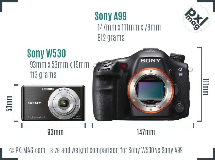 Sony W530 vs Sony A99 size comparison