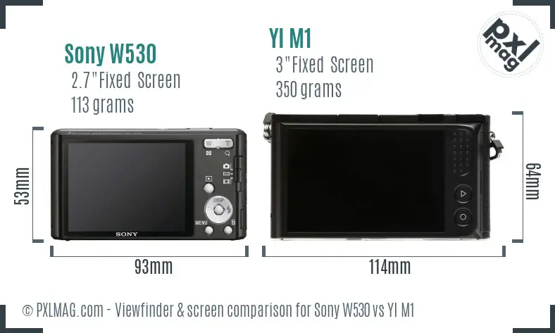 Sony W530 vs YI M1 Screen and Viewfinder comparison