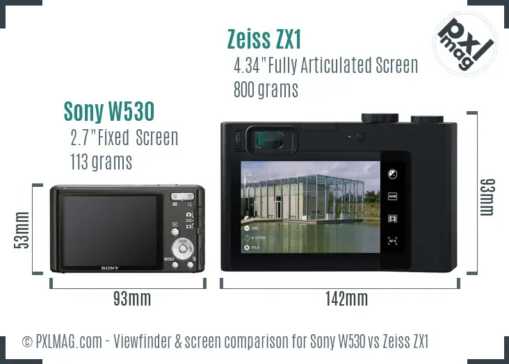 Sony W530 vs Zeiss ZX1 Screen and Viewfinder comparison