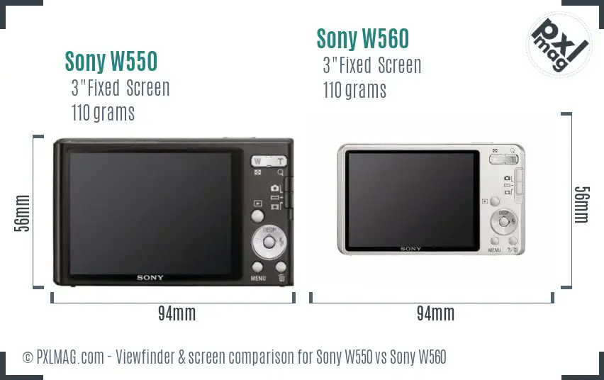 Sony W550 vs Sony W560 Screen and Viewfinder comparison