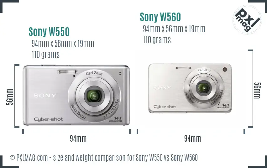Sony W550 vs Sony W560 size comparison