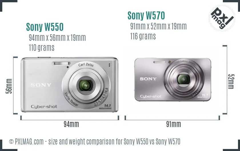 Sony W550 vs Sony W570 size comparison