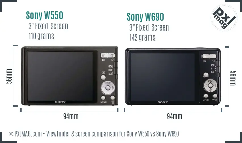 Sony W550 vs Sony W690 Screen and Viewfinder comparison