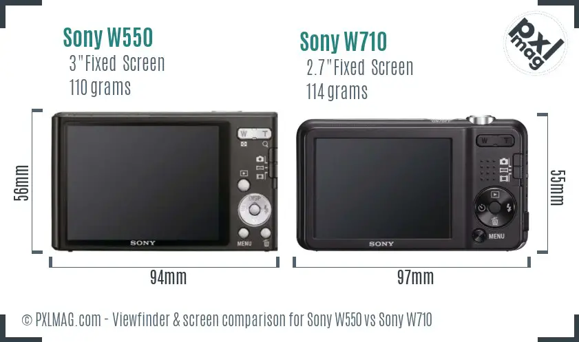 Sony W550 vs Sony W710 Screen and Viewfinder comparison