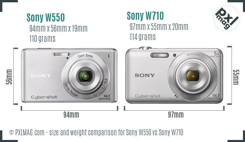 Sony W550 vs Sony W710 size comparison