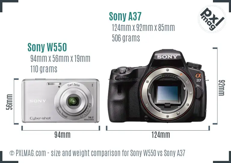 Sony W550 vs Sony A37 size comparison