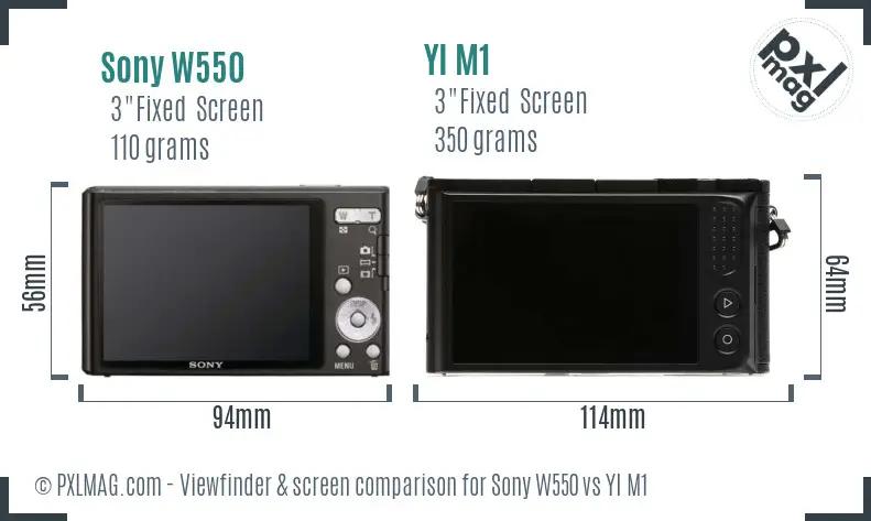 Sony W550 vs YI M1 Screen and Viewfinder comparison