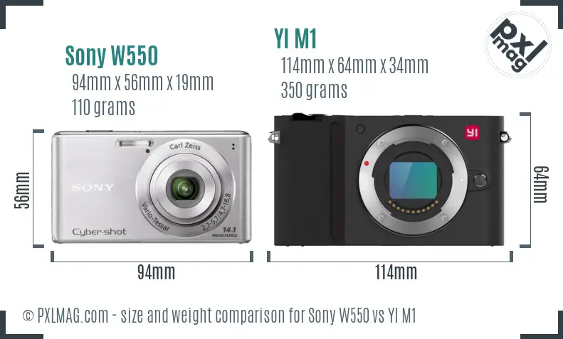 Sony W550 vs YI M1 size comparison