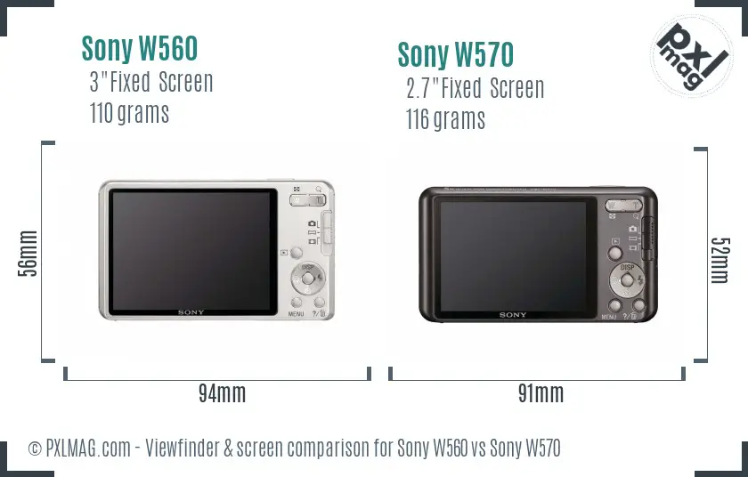 Sony W560 vs Sony W570 Screen and Viewfinder comparison