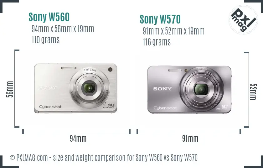 Sony W560 vs Sony W570 size comparison