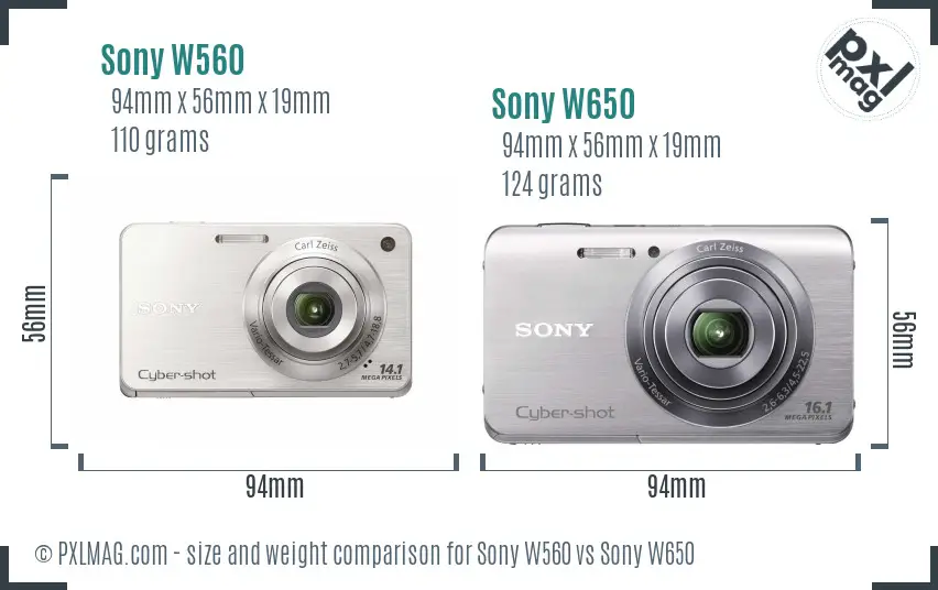 Sony W560 vs Sony W650 size comparison