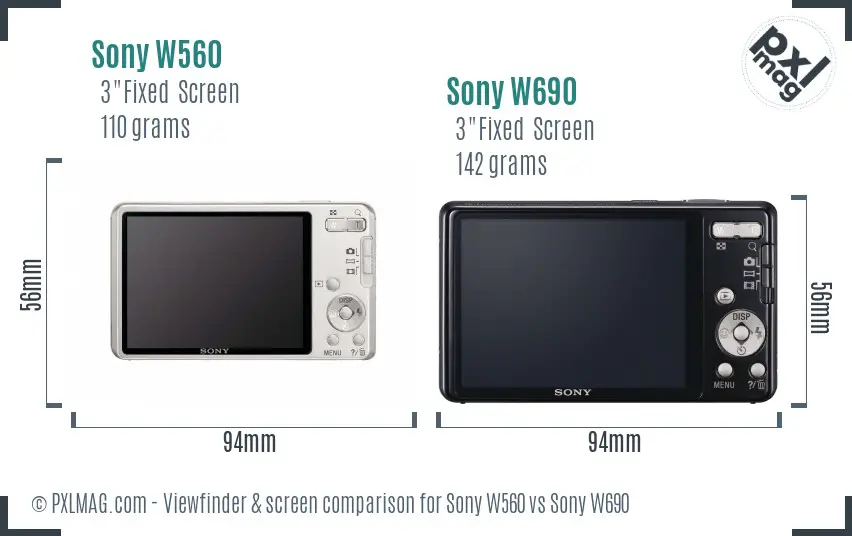 Sony W560 vs Sony W690 Screen and Viewfinder comparison