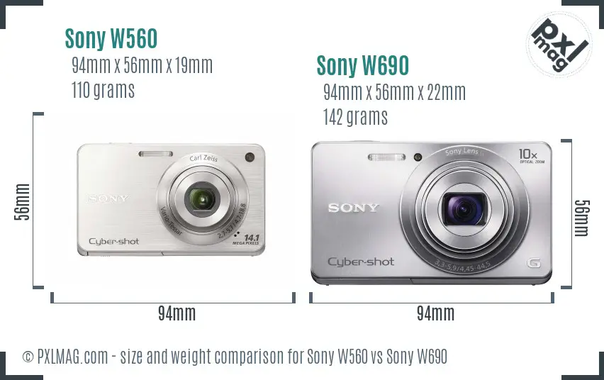 Sony W560 vs Sony W690 size comparison