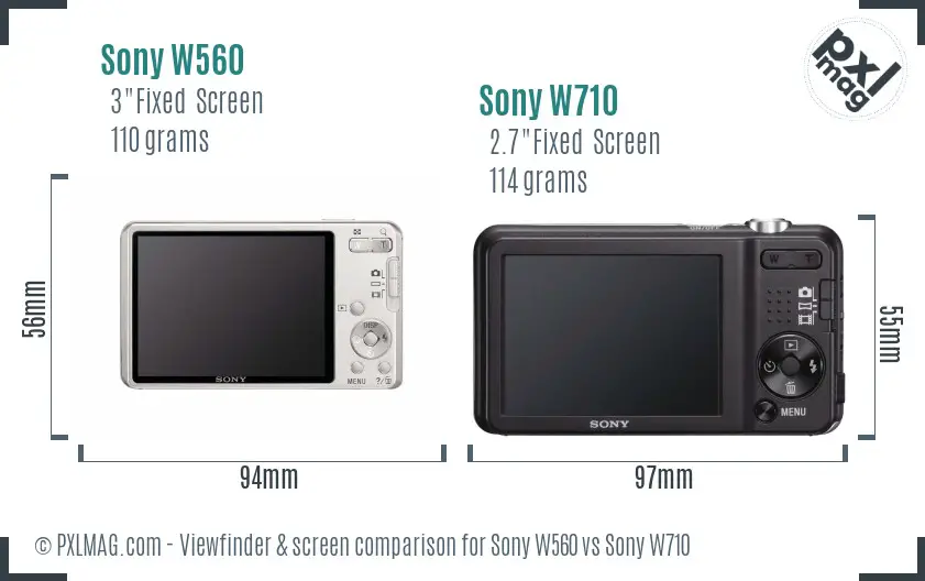 Sony W560 vs Sony W710 Screen and Viewfinder comparison