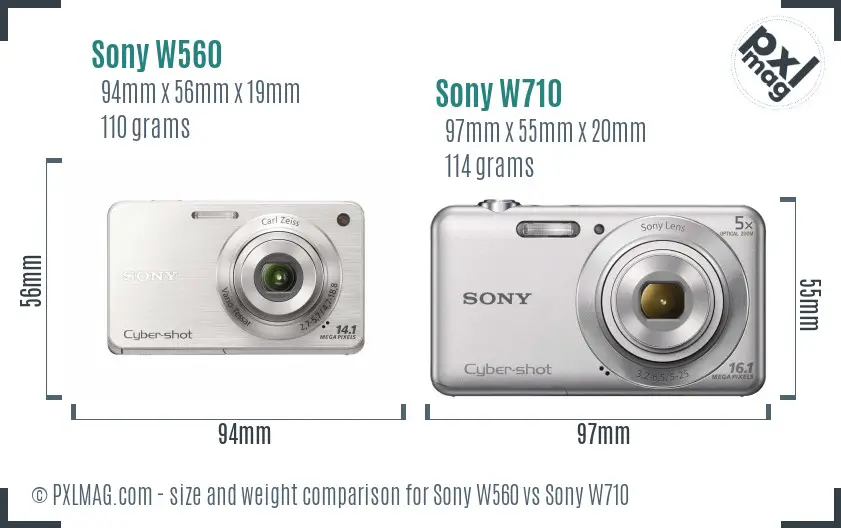 Sony W560 vs Sony W710 size comparison