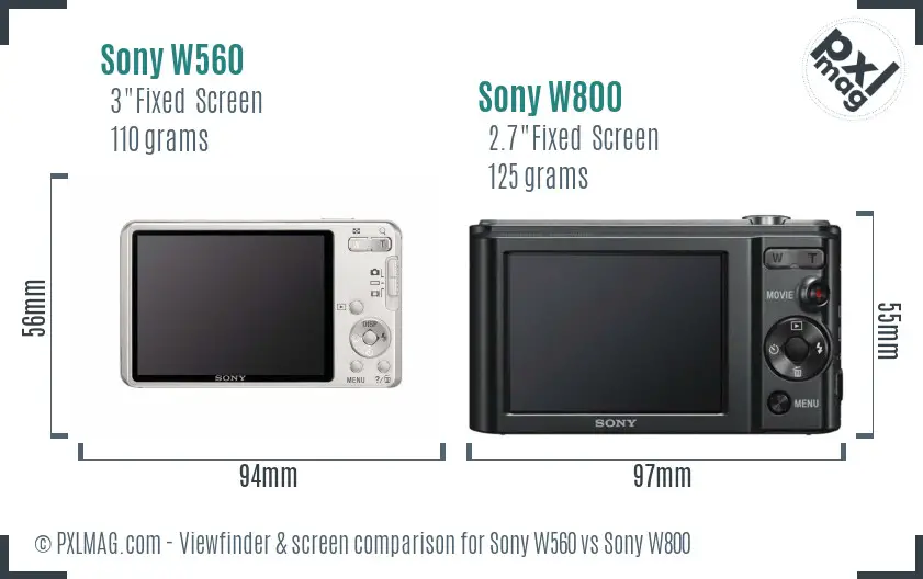 Sony W560 vs Sony W800 Screen and Viewfinder comparison
