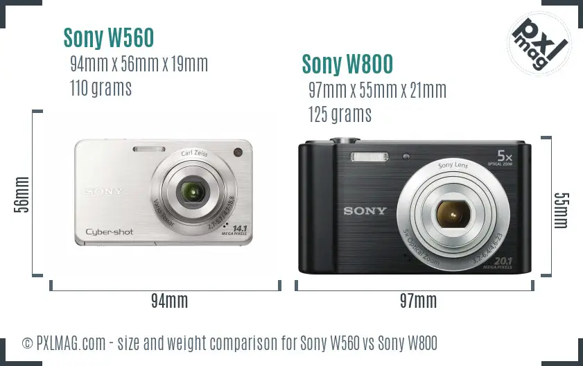 Sony W560 vs Sony W800 size comparison