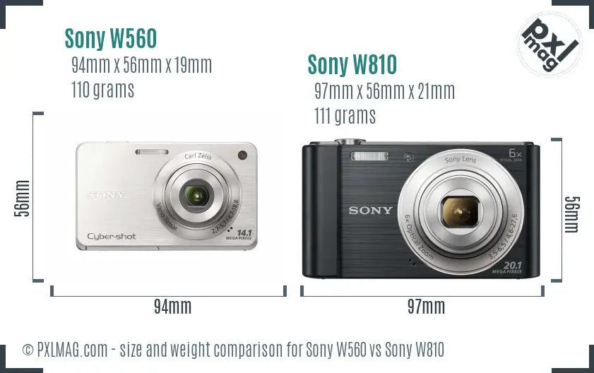 Sony W560 vs Sony W810 size comparison