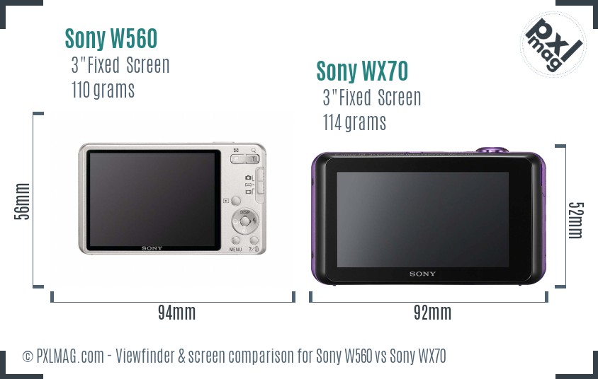 Sony W560 vs Sony WX70 Screen and Viewfinder comparison
