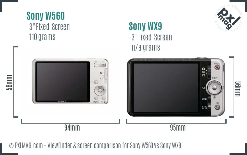 Sony W560 vs Sony WX9 Screen and Viewfinder comparison