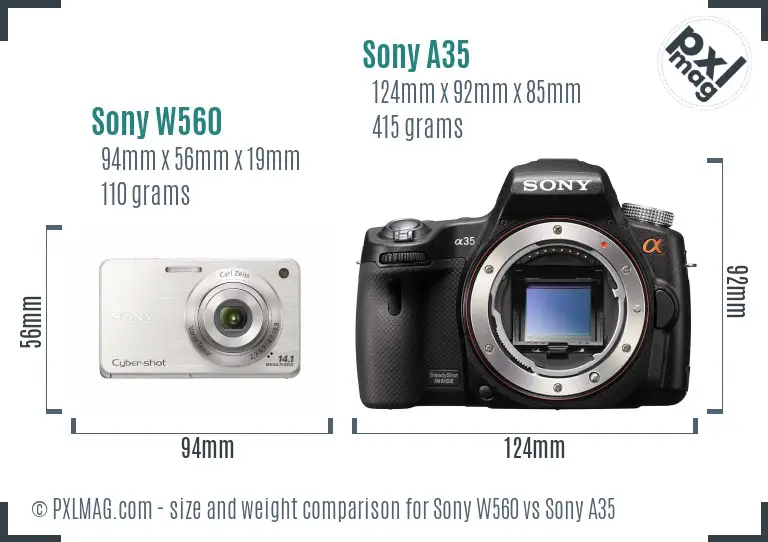 Sony W560 vs Sony A35 size comparison