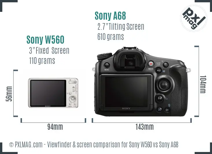 Sony W560 vs Sony A68 Screen and Viewfinder comparison
