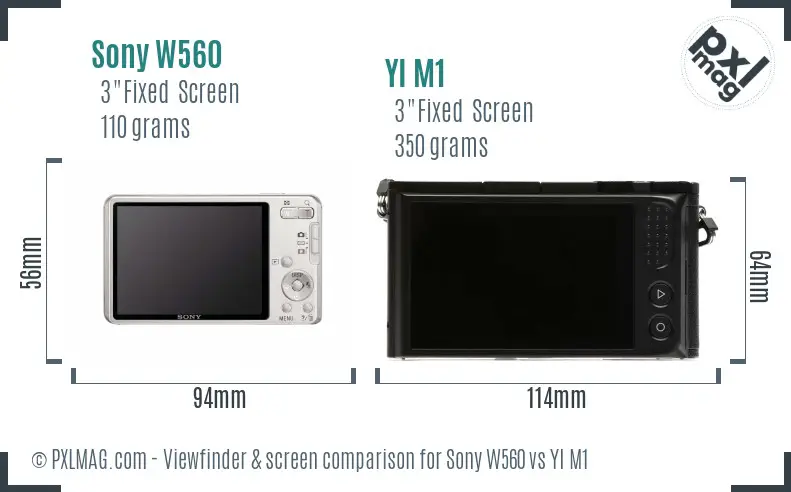 Sony W560 vs YI M1 Screen and Viewfinder comparison