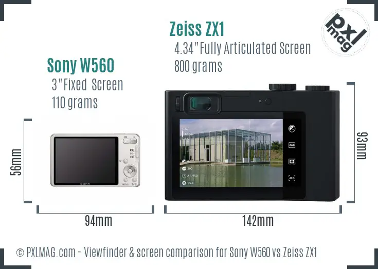 Sony W560 vs Zeiss ZX1 Screen and Viewfinder comparison