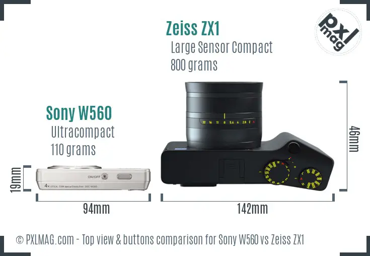 Sony W560 vs Zeiss ZX1 top view buttons comparison